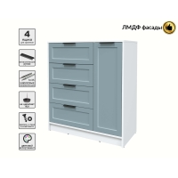 Тумба Тренд КТ-Т90 (Белый платинум ЛДСП/ Океан ЛМДФ) Ш900 В1020 Г451